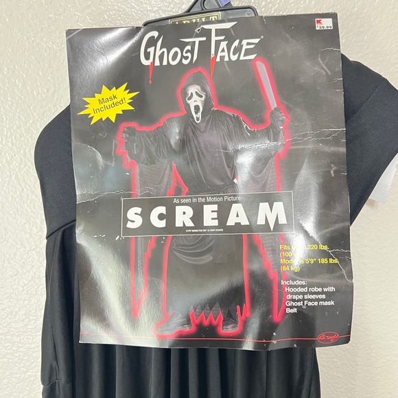 Vintage Fun World Adult Ghost Face Scream Costume Hooded Robe with Drape Sleeves - Picture 1 of 4
